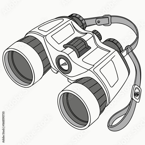Illustration of binoculars, an optical instrument for viewing distant objects, ideal for travel and exploration