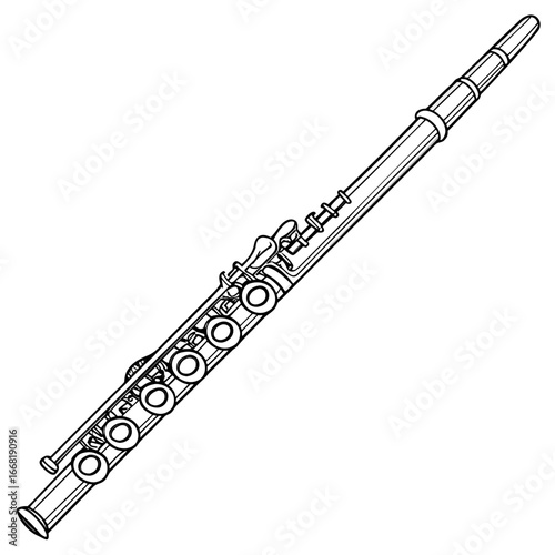 Vector art of elegant flute illustration, a timeless musical instrument for classical music and orchestral performances