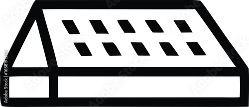 Simple outline icon of a greenhouse or seed tray with compartments for seedlings or plants suitable for gardening projects