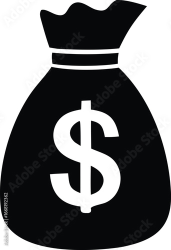 Money bag icon featuring a dollar sign symbol for financial wealth and business success