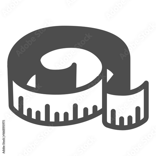 Ruler for measuring waist size solid icon, sewing tools concept. Vector graphics. Tape ruler for width measure sign on white background, glyph style icon for mobile or web design.