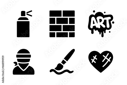 Urban art icons pack: spray paint, graffiti, and creative expressions