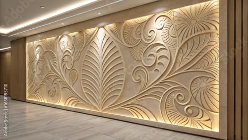 Luxurious decorative wall panel with intricate floral and leaf design