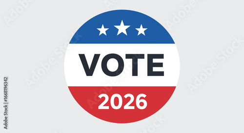 American vote button with blue white and red colors and stars