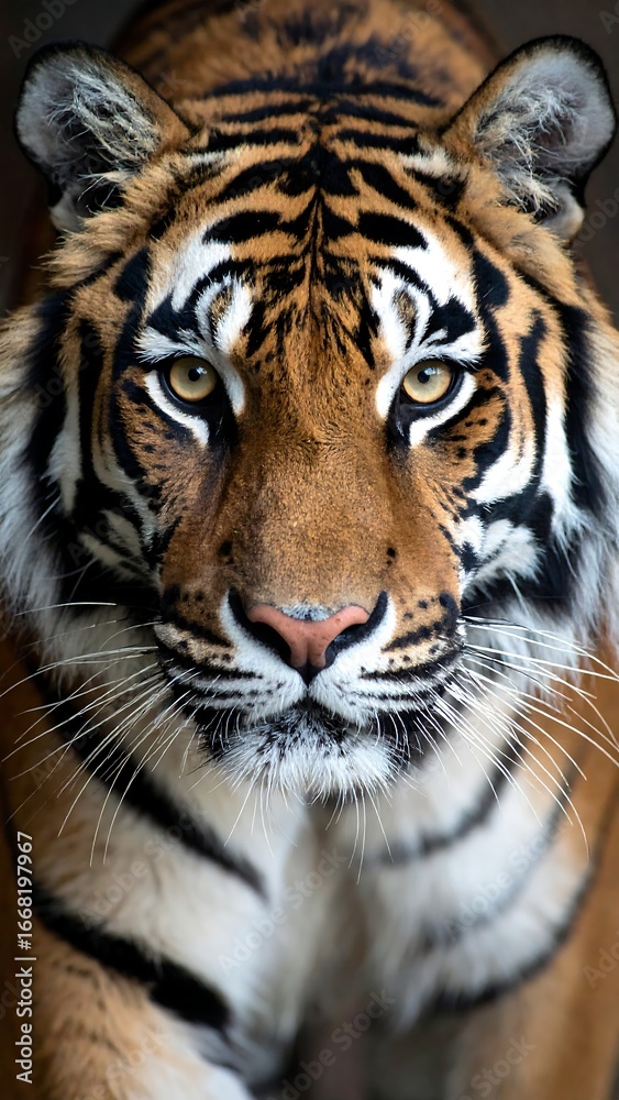 Naklejka premium Tiger Closeup Portrait, Zoo Setting