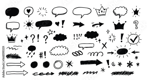 Collection of various cartoon speech bubbles and punctuation marks