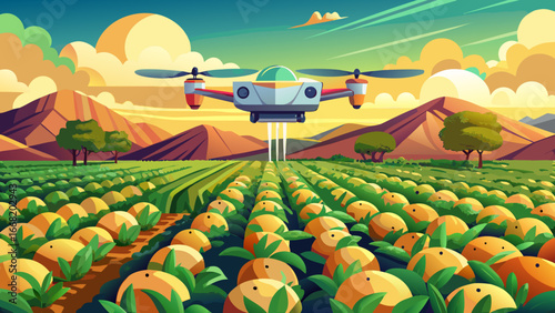 Precision Crop Spraying in a Lush Potato Field
A drone glides silently across emerald fields, misting crops with precision, sunlight gleams upon vibrant leaves, technology and tradition blend, ensurin