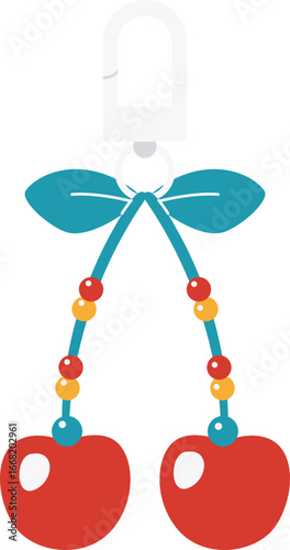 Cute Cherry Keychain Charm Illustration