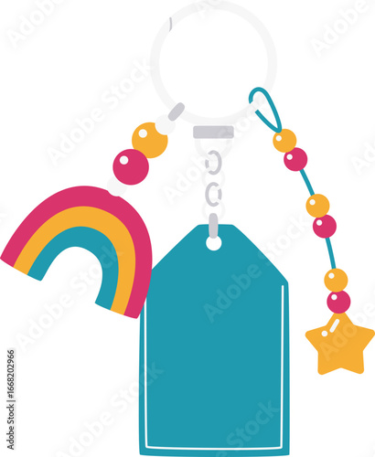 Cute Rainbow Star Charm Keychain Illustration