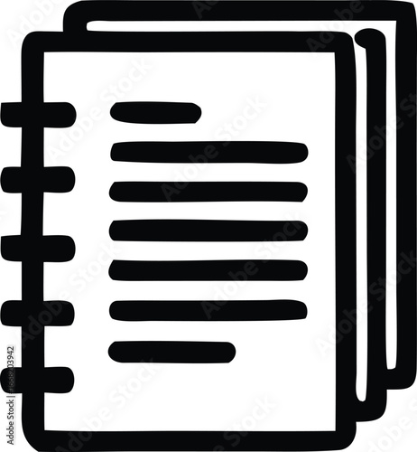 Simple stylized icon representing a notebook or document stack with horizontal lines for textual content