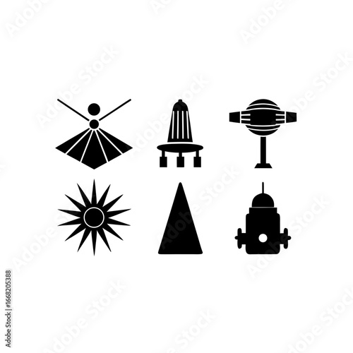 6 different laser distance sensor silhouette vecto