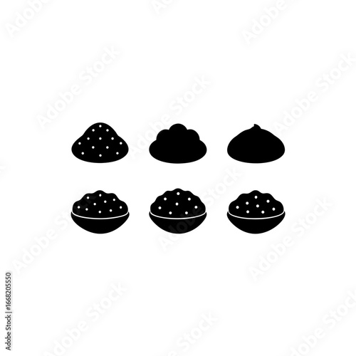 6 different mashing potatoes silhouette vector ico