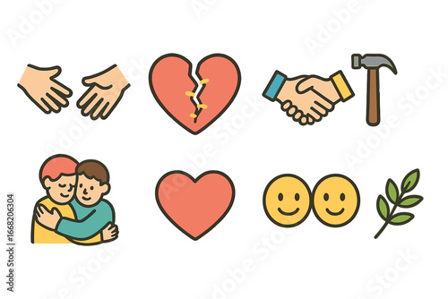 Healing Bonds Illustration. Flat vector mini-illustrations Rebuilding relationships after betrayal in colors