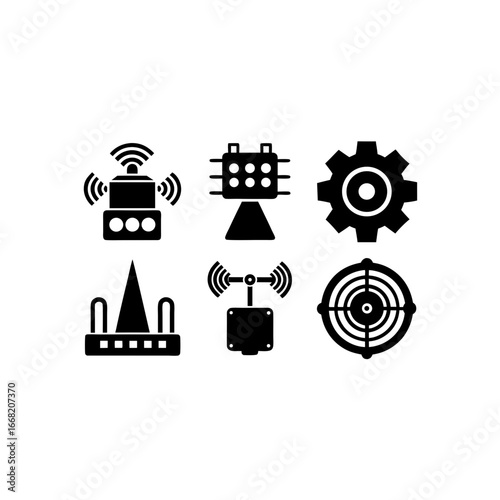 6 different rare industrial sensor array silhouett