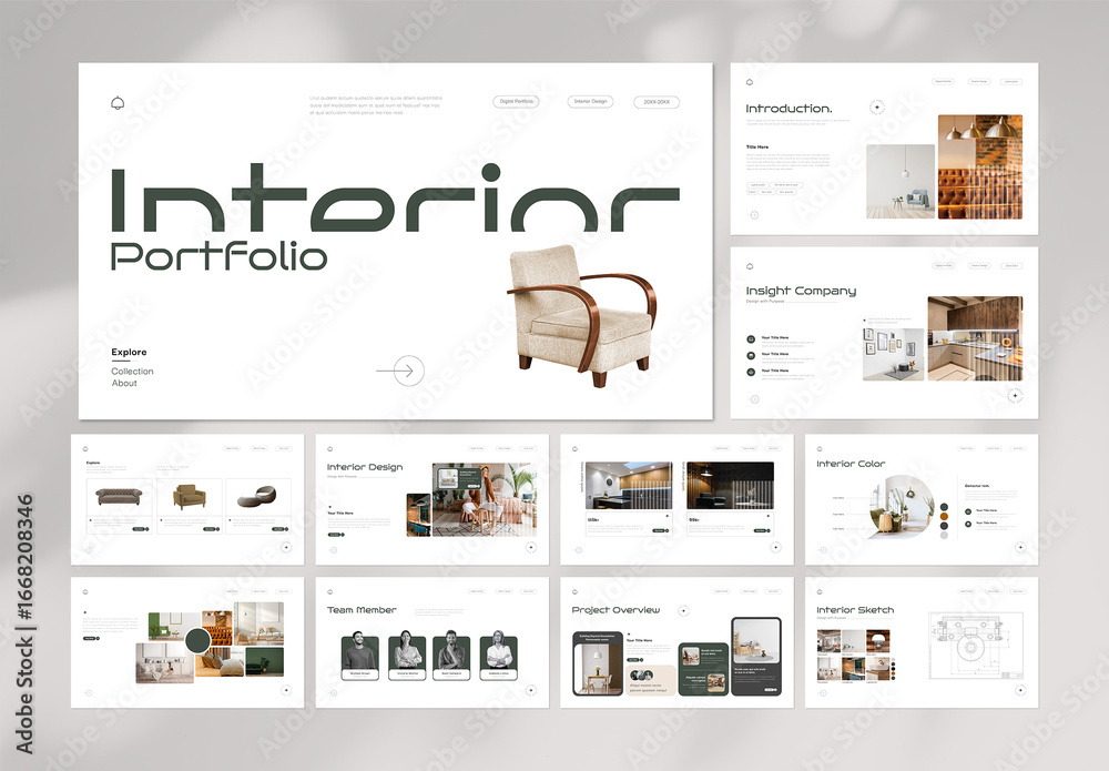 Modern and Clean Digital Interior Project Portfolio Template Design ...