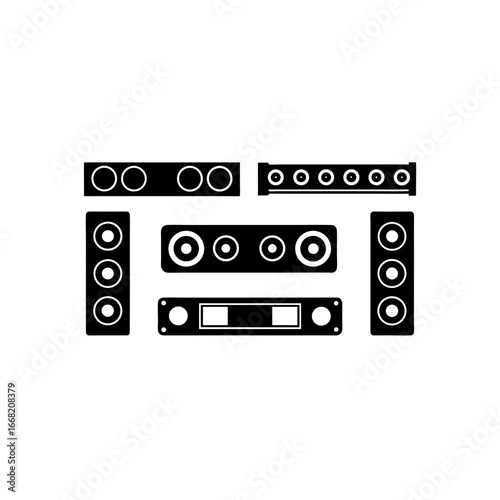 6 different soundbar silhouette vector icons set
