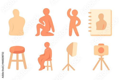 Abstract Body Illustrations. Flat vector mini-illustrations Abstract body forms in colors children's