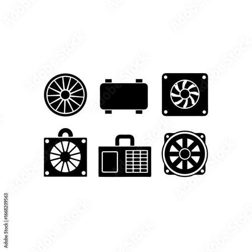 6 different ventilator circuit silhouette vector i