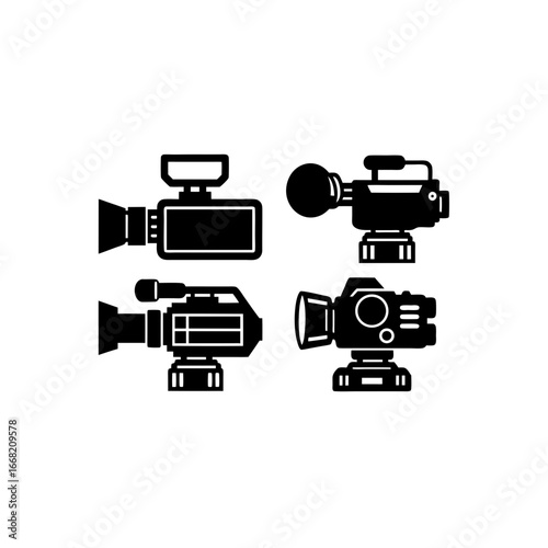 4 different video camera silhouette vector icons s