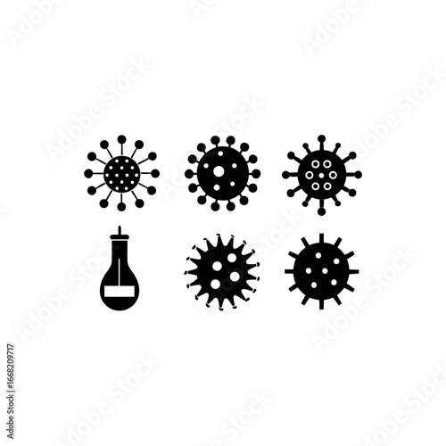 6 different viral particle analyzer silhouette vec