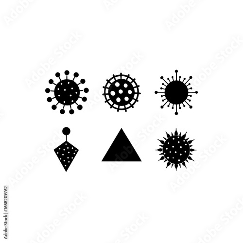 6 different viral particle detector silhouette vec