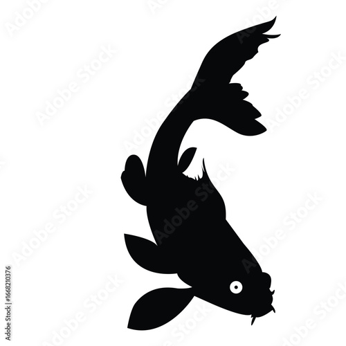 A silhouette of a fish in a simple, minimalist style, capturing its shape and movement. Ideal for aquatic, nature-themed, or decorative designs, as well as icons and illustrations.