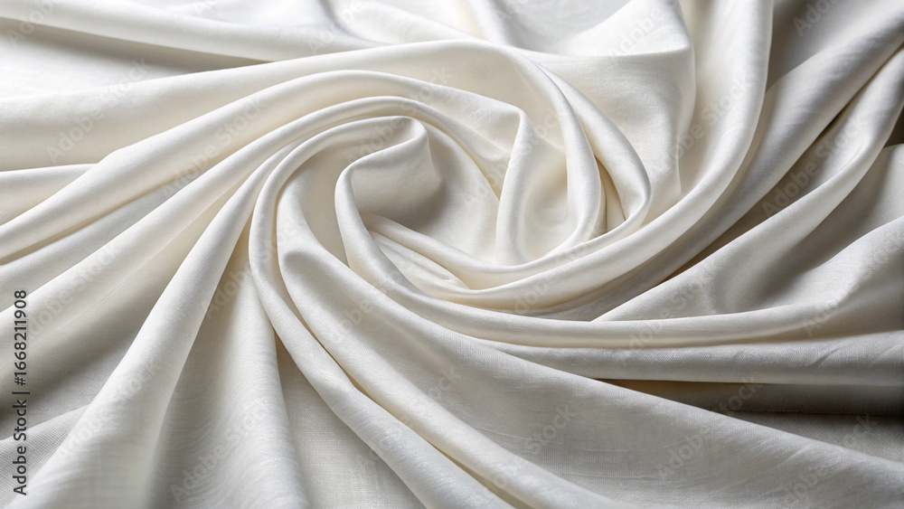 Obraz premium Close-up of flowing white fabric with soft folds and shadows textile material