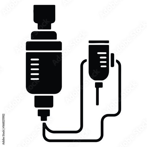 Black and White Medical IV Drip Illustration Healthcare Treatment and Recovery Depicting Intravenous Therapy Fluid Delivery and Clinical Intervention