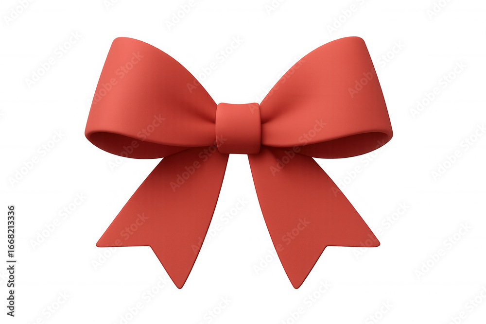 Fototapeta premium Red ribbon bow tied elegantly, representing celebration, festivity, and decorative gift-giving accent