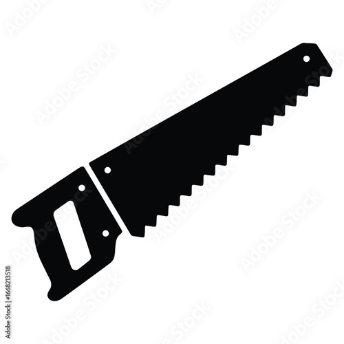 Hand Saw Tool Icon for Woodworking Carpentry Construction and DIY Projects with Detailed Blade and Handle Illustration