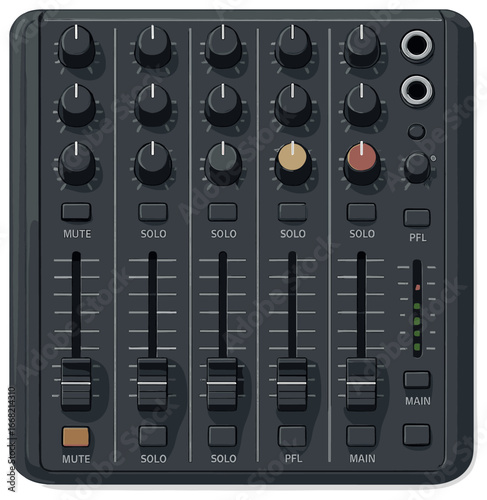 Professional audio mixer vector: sound engineering equipment for music production