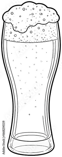 Elegant beer glass outline vector | minimalist ale mug design | oktoberfest concept