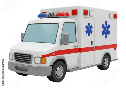 White And Red Ambulance Illustration On Transparent Background Isolated