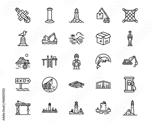Harbour Line Vector Icons