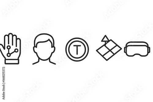 Icons for virtual reality, augmented reality, and digital interaction concepts
