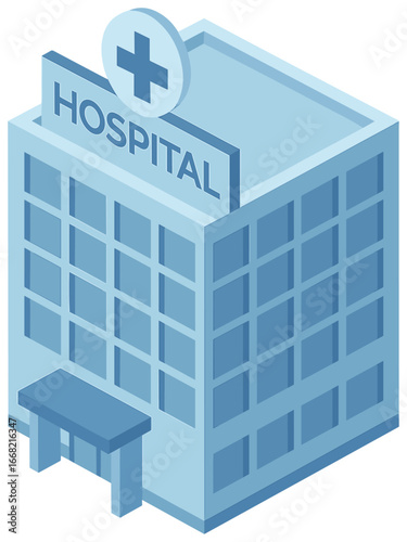 Isometric hospital building vector | healthcare facility design concept | modern medical architecture