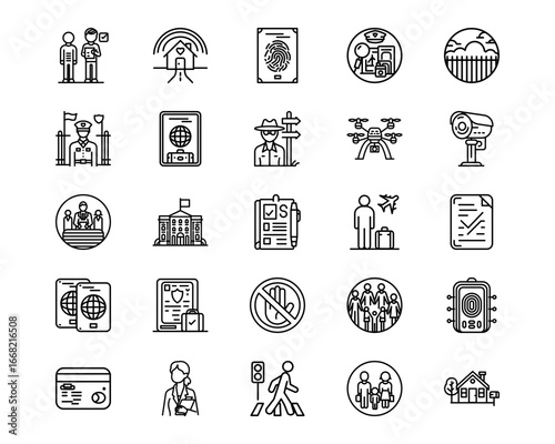 Immigration Line Vector Icons