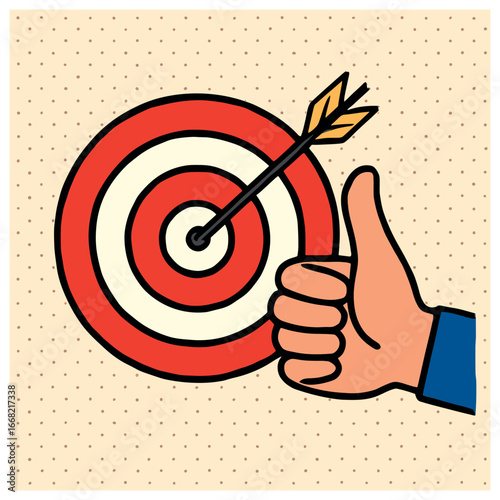 Bullseye success vector | achieve goals, target ambition, motivation, success concept
