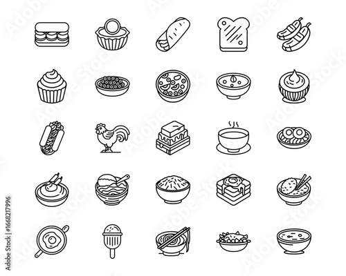 World Cuisine Line Vector Icons