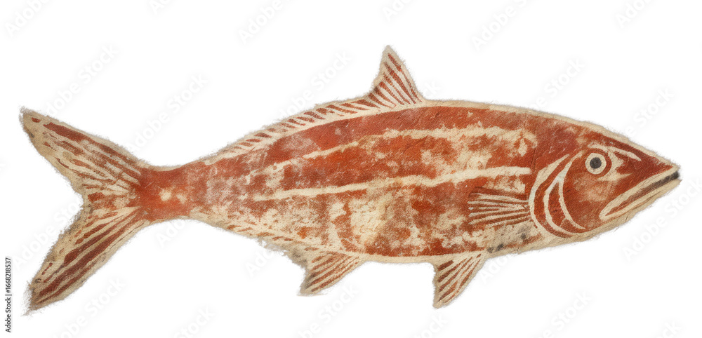 Naklejka premium PNG Paleolithic cave art painting style of Fish fish ancient animal.