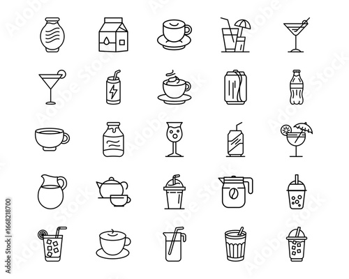 Beverages Line Vector Icons