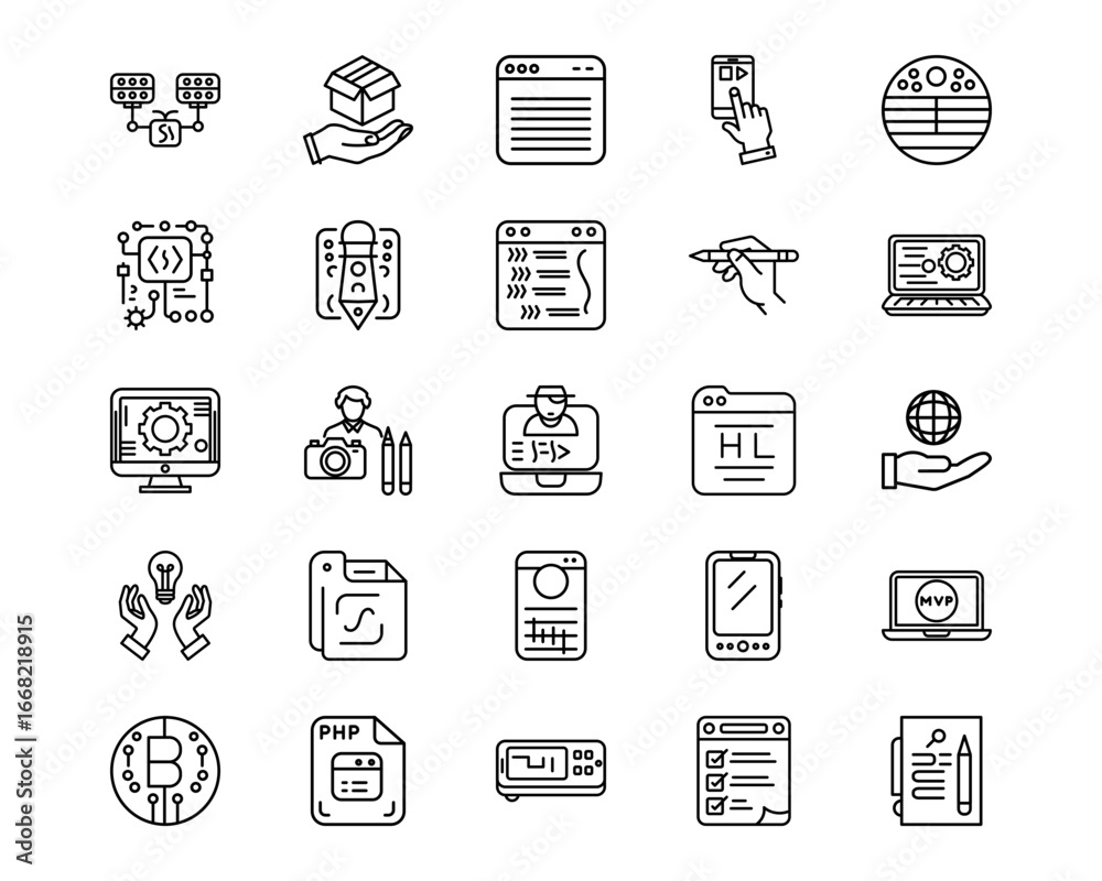 Fototapeta premium Computer Programming Line Vector Icons