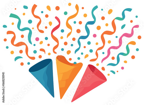 Festive confetti explosion vector for celebrations, parties, and holiday events