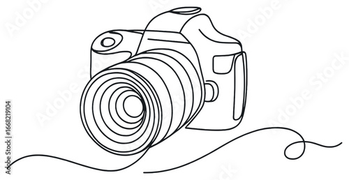 Modern camera line art vector - photography, minimalist graphic for design concepts