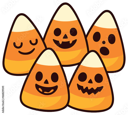 Halloween cute candy corn characters vector for festive decorations and crafts