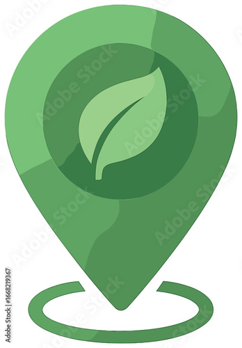 Eco-friendly location icon vector: sustainable navigation, green map marker concept