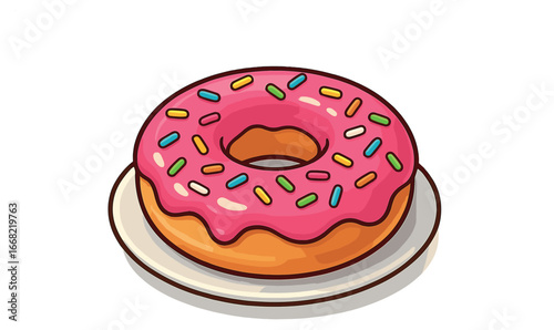 Pink donut vector | colorful sprinkles | sweet dessert illustration | comic style art