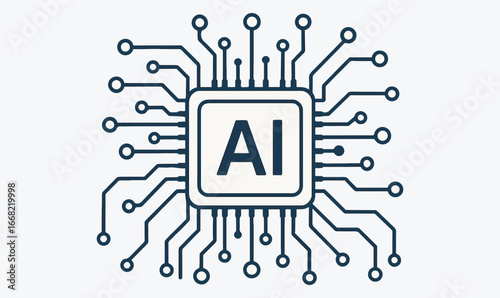 "Artificial Intelligence Chip Icon | AI Technology Circuit Vector"