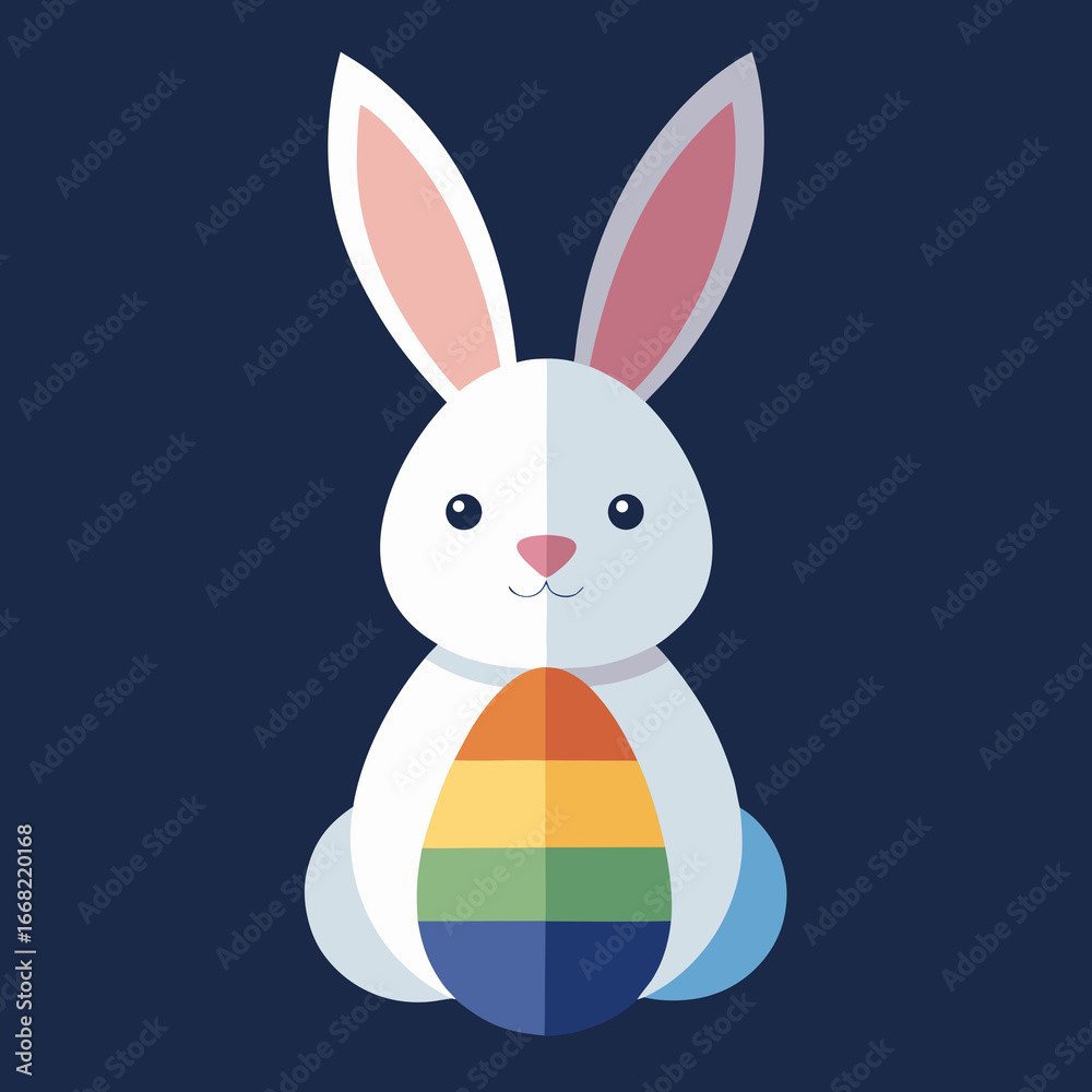 Obraz premium Happy Easter cartoon bunny with colorful eggs