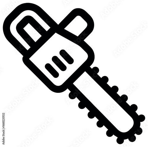 Chainsaw vector icon - simple, dynamic graphic for tool and equipment themes